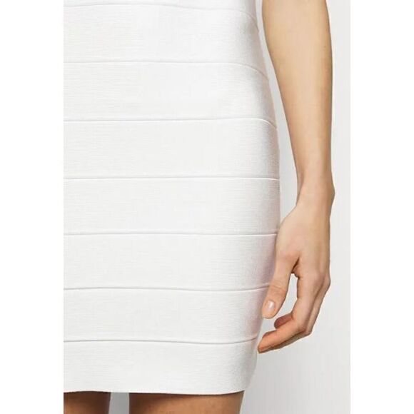 HERVÉ LÉGER White Size M Icon Bandage Square Neck Cutout Back Mini Dress Bridal - Picture 9 of 12